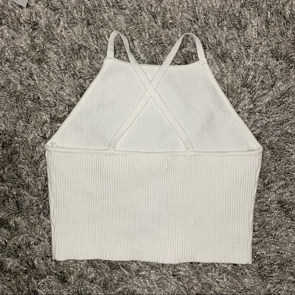 NWT Pac Sun L.A. Hearts White Ribbed Cross Back Crop Top - Picture 2 of 4